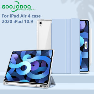 เคสGOOJODOQ iPad Air 4กรณีใหม่2020สําหรับiPad 4 10.9นิ้วกรณีผิวด้านโปร่งใสปากการ่องเคสหนังเคสห่อหุ้ม