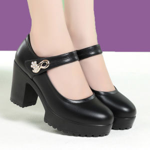 2025 new Korean casual platform shoes black high heels for women