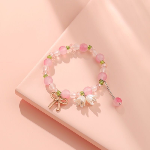 New Lily of the Valley Bracelet - Ice-Transparent Pink Crystal Fresh and Sweet Fashion Accessory