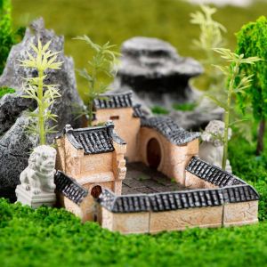 AAIV Decorative Mini Resin House Resin Retor Mini House Retro Building Creative Chinese Style Bonsai Landscaping Micro Landscape