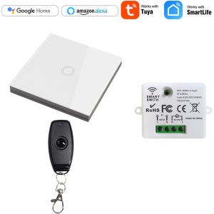 WenQia Công Tắc Đèn RF WiFi Với Công Tắc Gắn Tường Bảng Kính Cường Lực RF Bộ Điều Khiển Từ Xa Không Dây 220V 240V 10A Hoạt Động Với Tuya/Smart Life/Alexa