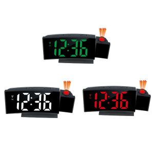 ECOCOKU Time Temperature Display LED Alarm Clock Calendar Display Brightness Adjustable Digital Clock Dual Time Format 180° Rotating Projection Electronic Clock Use