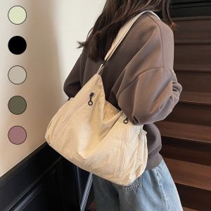 CRNGW ลำลอง กระเป๋าสะพายข้างไนลอน ความจุขนาดใหญ่ แบบเกาหลี กระเป๋าสะพายข้างทรงสี่เหลี่ยม แบบพกพา กระเป๋าถือ กระเป๋าสะพายข้าง ผู้หญิง เด็กผู้หญิง