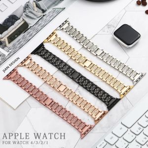 สาย + เคส สำหรับ iWatch Series 9 8 7 6 5 4 3 SE 2 45mm 41mm 44mm 40mm 42mm 38mm Women Lady Diamond สำหรับ Apple Watch Ultra 2 49mm สายรัดสแตนเลสของ - สีดำแสดง สำหรับ Apple Watch Series 9