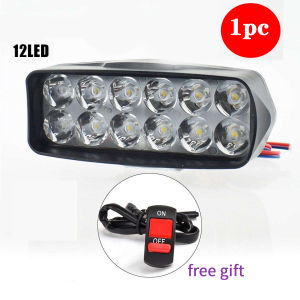 E&M Motorcycle LED Headlight Black Super Bright 6/8/12/16 LED Working Spot Light Motorbike Fog Lamp 1200LM Scooters Spotlight