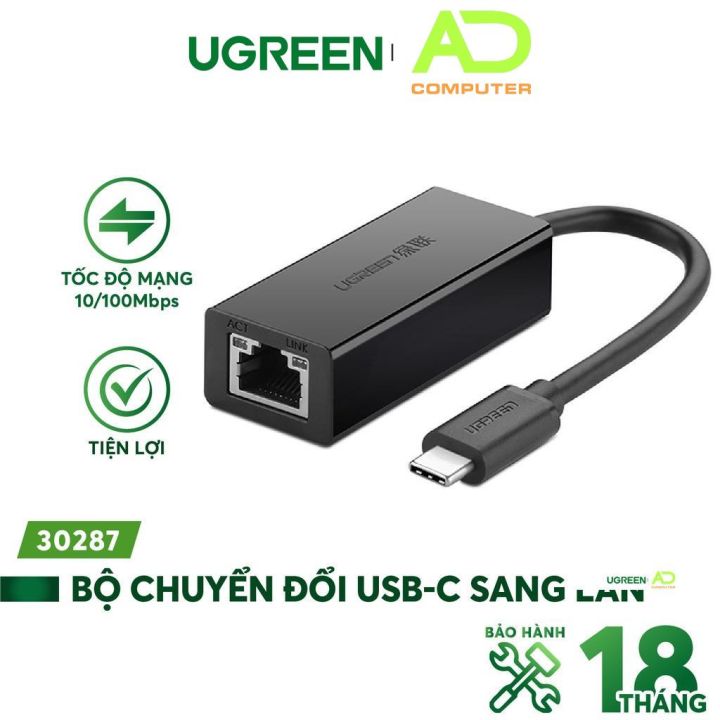 Bộ chuyển đổi USB Type C san LAN 10/100 Mbps Ethernet UGREEN 30287 (màu ...