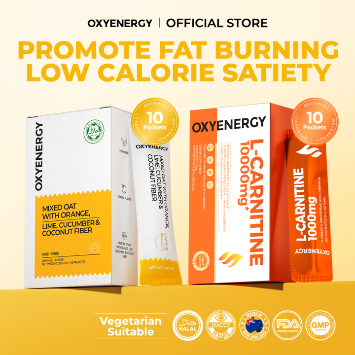 Oxyenergy Complex Fiber Powder / L-Carnitine 1000mg Drinks Prebiotic +  Probiotic Improve Digestion Control Weight Fiber Drink / Pre Workout Fat  Burner Gym Supplement