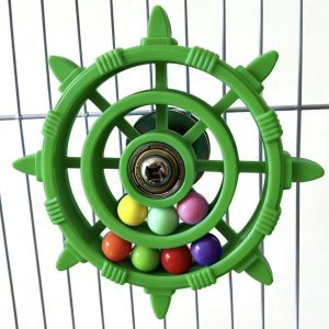 IPIE2 Colorful Beads Parrot Spinner Rattle Toy Plastic Bite Resistant Bird Cage Toy Parrot Chewing Toy Rudder Shaped Parrots Rotating Toys Bird Cage Use