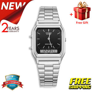 （สิงค้าขายดี）คาสิโอCasio นาฬิกาข้อมือผู้หญิง/ชาย สายสแตนเลส สายสเตนเลส รุ่น AQ230-1A จัดส่งพร้อมกล่องคู่มือใบประกันศูนย์