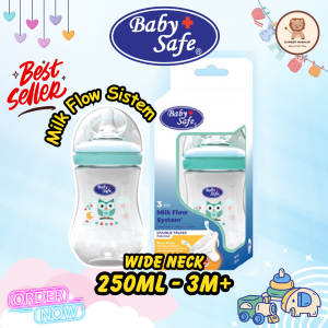 Baby Safe Wide Neck Bottle Milk Flow System / Botol Susu Bayi 0m+ - 3m+ BPA Free