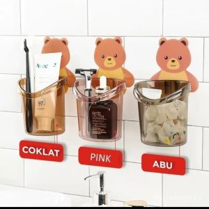Promo Rak Beruang Cantik Tempat Sikat Gigi Dispenser Odol Organizer Sabun Serbaguna