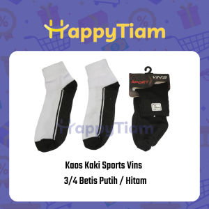 KAOS KAKI VINS SPORT SOCKS SPANDEX KAUS OLAHRAGA VINS IMPORT PUTIH HITAM 3/4 BETIS
