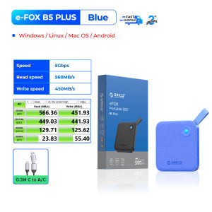 ORICO 500MB/S eFOX Extreme Portable SSD 128GB/256GB/1TB/2TB/4TB External Solid State Drive 3D NAND for Laptop/Desktop