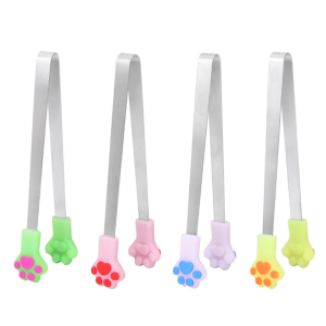 2Pcs Silicon Mini Kẹp Gắp Dễ thương Sặc Sỡ Mèo Bàn Chân Thiết Kế Kẹp Thép Cho Trẻ Em Lý Tưởng Cho Phục Vụ Đồ Ăn Nhẹ Và Trái Cây