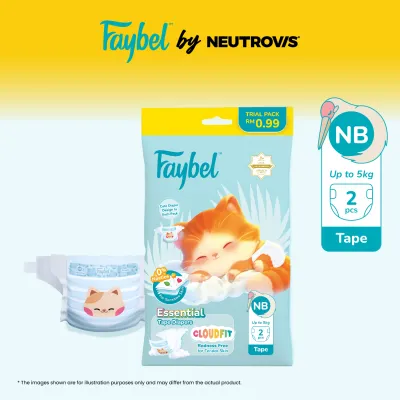 [TRIAL PACK BUNDLE] Faybel Baby Essential Disposable Diaper (2pcs x 50packs)