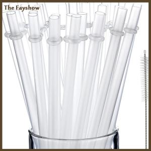 [The Fayshow] 10 cái long lanh màu trắng nhựa rơm 9 inch dài tái sử dụng cứng uống ống hút cho cốc Cốc Cốc Cốc chai