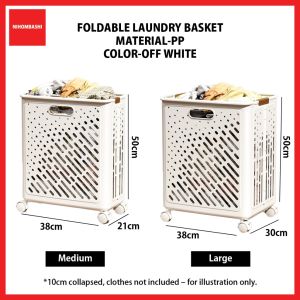 Foldable Laundry Basket Handles Wheels Collapsible Waterproof Laundry Bins for Clothes Toys Home Storage Organizer