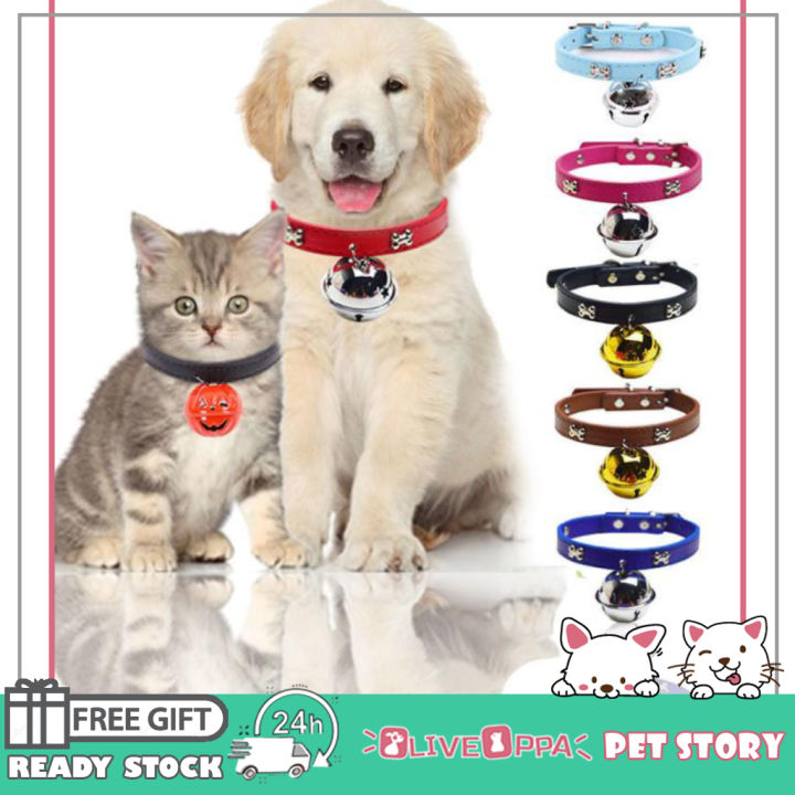 🐱🐶【READY-STOCK】Adjustable Cute Cat Puppy Collar With Bell Kolar Rantai ...