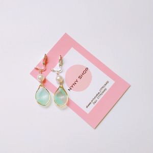 Set Bông tai - khuyên kẹp màu xanh lá