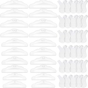 20Pcs Silicone Lash Lift Rods and 30Pcs Y Shape Eyelash Lift Brush Clear    Silicone eyelash pads multiple curl sizes reusable lash lift tools Y brush tip salon or home lash perm use