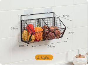 Kệ Ngiêng 1 2 3 Khay Đựng Hành Tỏi Ớt Gia Vị Dán Tường Kèm Miếng Dán