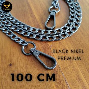 Tali Tas Selempang Bahan Rantai Logam Back Nikel Premium  BAHAN Logam Black Nikel Anti Karat  VARIAN UKURAN 100 cm 110 cm 120 cm  Cocok untuk tas ukuran kecil sampai medium