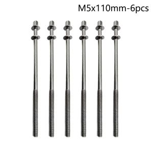 MIRELINA 6Pcs M5 Thanh căng trống Mạnh mẽ với máy giặt Vít siết chặt thùng trống Bền bỉ loại Bu lông trục trống Sửa chữa trống Jazz
