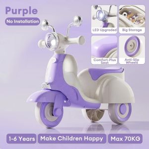 Beige Balance Bike For Kids 3 Wheels Scooter For Girl&Boy Gift Ride-On Baby Motorcycle Music&Light 1-6 Y