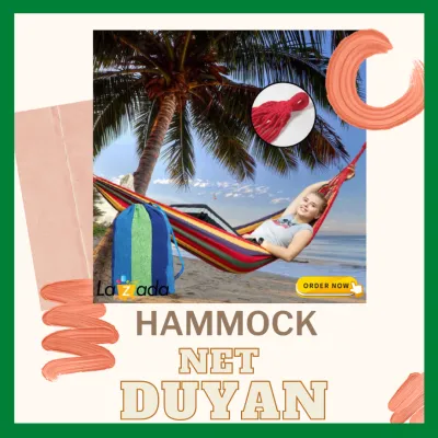 High Quality Portable Indoor/Outdoor Nylon Mesh Swing Hammock Net Duyan Best use in the sea camping relaxation nature lover