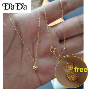 Jewelry set 18k Saudi gold pawnable legit necklace womens pentagram pendant earrings set of two pieces jewelry Hypoallergenic makes a great gift for girls and students2026DSC