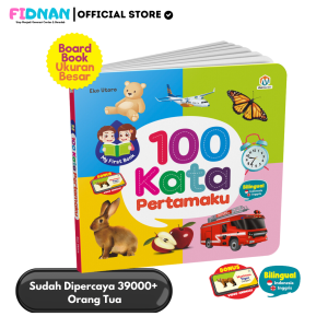 Buku Anak 100 Kata Pertamaku Boardbook - Buku Anak Bayi 0-3 Tahun | Buku Anak Balita Bayi Bilingual Mengenal Binatang / Huruf / Warna / Kendaraan / Bentuk | Membantu Mengatasi Speech Delay