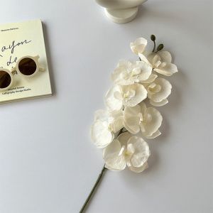 LITTLEX 68cm Artificial Butterfly Orchid DIY Silk Faux Flower Real Touch 8 Heads 3D Phalaenopsis Flower Home