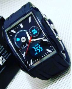 Balikadenshop Jam Tangan Pria LASEBO KOTAK LSB870 Dual Time Rubber Strap Jam Tangan Tali Karet  Anti air