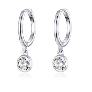 BAMOER 925 Sterling Silver Clear CZ Waterdrop Dangle Earrings for Women Wedding Engagement Statement Luxury Jewelry SCE830
