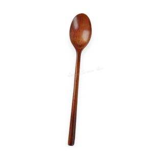 SHUSHABA Japanese Style Durable Ellipse Long Handle Tableware Flatware Soup Spoons Kitchen Utensil Wooden Spoons Cooking Supplies