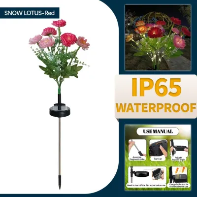 7head Snow Lotus Flower LED Light Solar Lawn Light Outdoor Waterproof Courtyard Cemetery Garden Lamp
