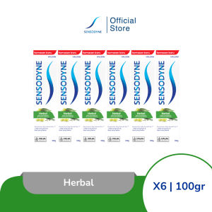 Sensodyne Toothpaste Pasta Gigi Sensitif Sensasi Kesegaran Herbal 6x100gr [6 PCS]
