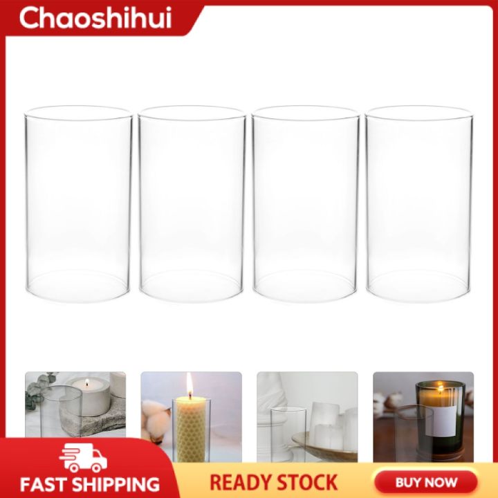 4Pcs Simple Transparent Glass Candle Covers Cylinder Windproof Candle Covers Lazada