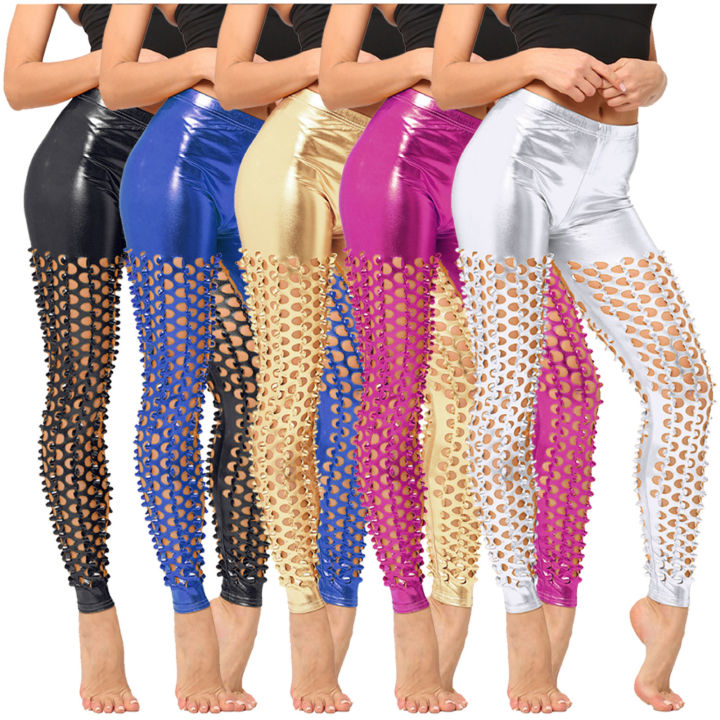 Pants Leggings Leg Casual Shiny Sequin Women's Slim Outfits Yoga