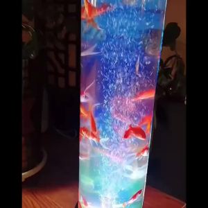 Extra Large Cylindrical Glass Fish Tank Living Room Thickened Super White Fish Globe with Floor Lamp Light Oxygenation Drainage Integrated Cylinder