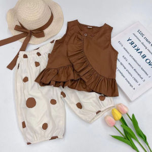 Setelan Topi Anak Perempuan Alila Polkadot Coklat