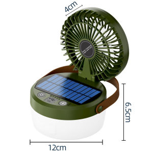 Solar camping light multifunctional fan foldable 2 in 1 portable outdoor hook Fan with Emergency Light