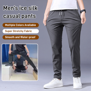Summer Pants Fitted Shape Elasticity Ice Silk Pants Men S Ummer Black Label Thin Anti-aging