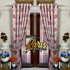 Hordeng Gorden Pintu Kamar Motip Shaby Chic Bolak Balik Depan Belakang Murah Jendela Ruang Tamu