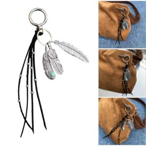 พวงกุญแจขนนกเทียมมีสไตล์สำหรับตกแต่งกระเป๋าถือผู้หญิงของขวัญโลหะผสมโลหะที่แข็งแรงกระเป๋าเครื่องสำอาง