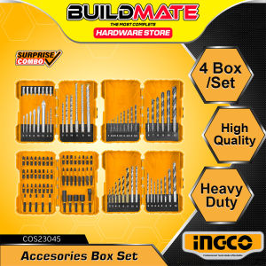 Buildmate x INGCO 4PCS Accessories Box Set HSS Twist Drill Bits / 3PCS Combo Box Set Impact Screwdrivers Mini Drill - IPX