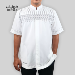 Holyape Baju Koko Muslim Medium Jumbo Lengan Pendek Polikatun Putih Tulang 24 Minaret