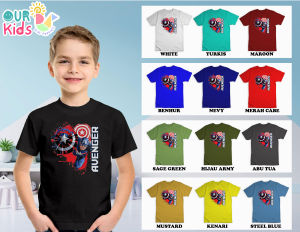 KAOS ANAK MARVEL LENGAN PENDEK WARNA BERVARIASI BAHAN PREMIUM 100% TEBAL DAN TIDAK PANAS