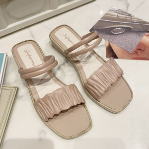 [Free Shipping] New womens summer dual-use wedge sandals fashionable chunky mid-heel slip-on sandals for women