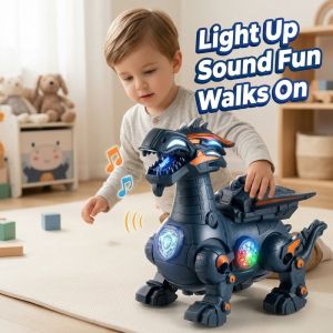 Electric Walking Dinosaur Toy Musical Light Up Crawling Climbing Dino Model Kids Gift Boys